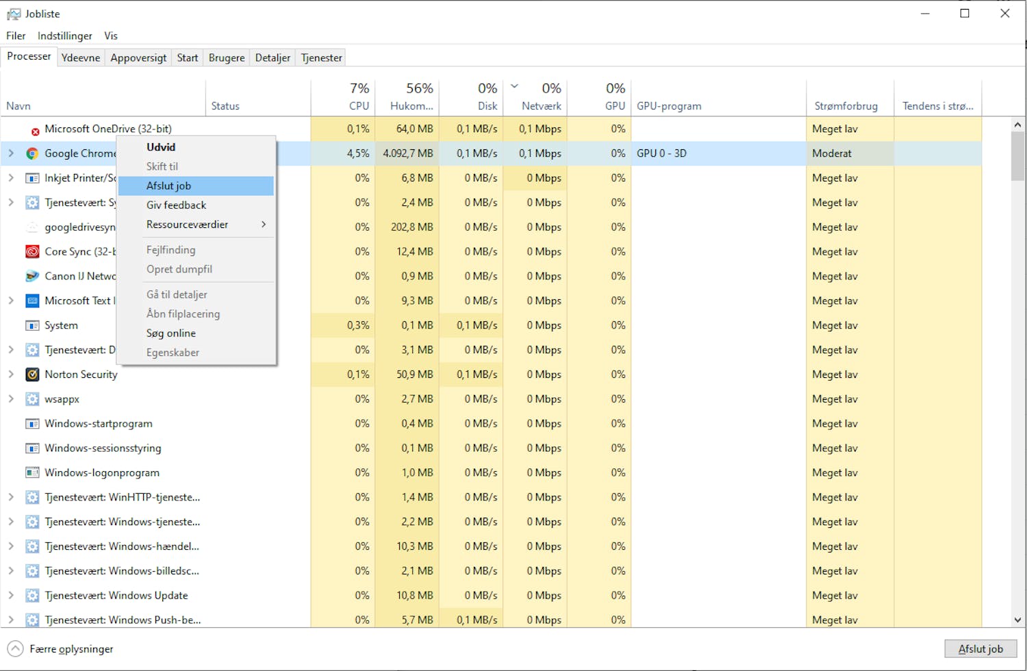 Joblisten i Windows 10